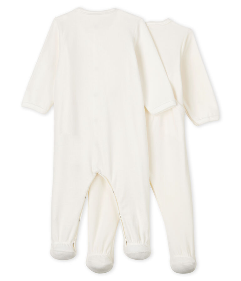 Babies' White Velour Sleepsuit - 2-Pack multicolor
