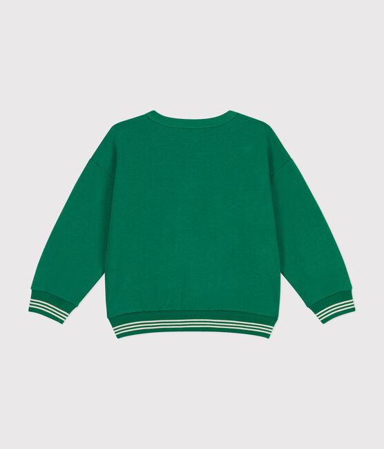 Fleece sweatshirt for girls or boys JARDIN green