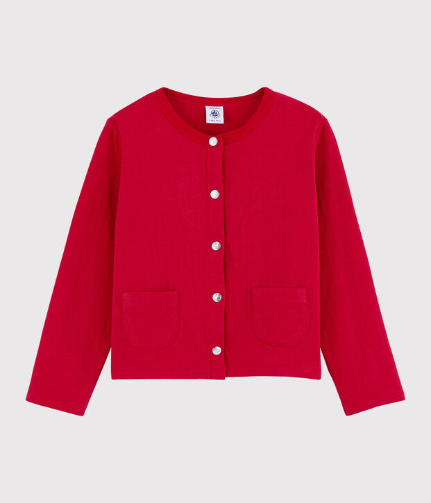 Girls' Tube Knit Cardigan red