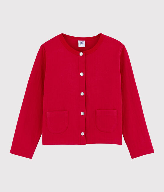 Girls' Tube Knit Cardigan TERKUIT red