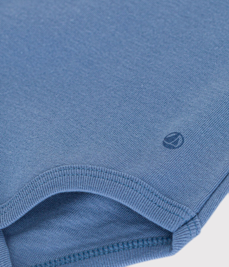 Babies' Short-Sleeved Cotton Bodysuit with Peter Pan Collar BEACH blue