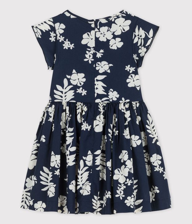 Girls' Short-Sleeved Poplin Dress blue/white