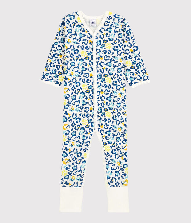 Babies' Panther Patterned Glow-In-The-Dark Cotton Sleepsuit with Detachable Feet white/multicolor