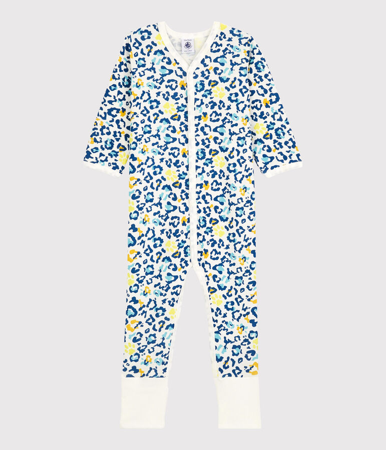 Babies' Panther Patterned Glow-In-The-Dark Cotton Sleepsuit with Detachable Feet white/multicolor