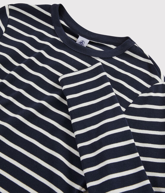 Women's iconic round neck T-shirt SMOKING blue/MARSHMALLOW white
