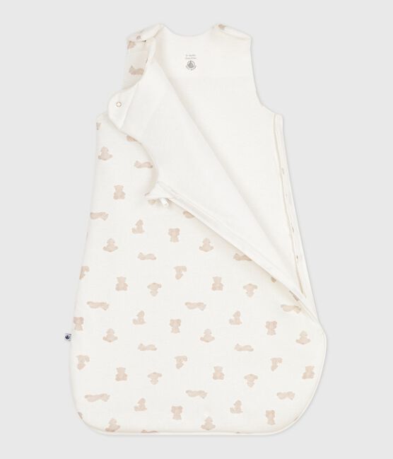 Babies' 2 TOG bear-print cotton sleeping bag MARSHMALLOW /BRUN
