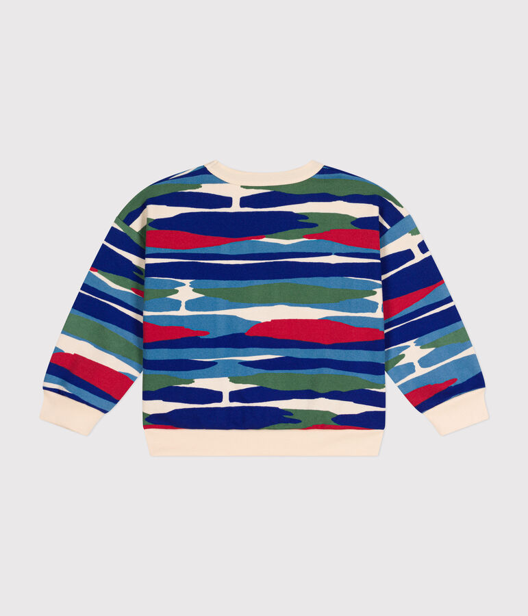 Boys' fleece sweatshirt Ecru/red