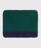 Children's two-tone knitted gloves lined in fleece green/blue