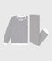 Women's stripy cotton terry pyjamas MILK blue/SOIR