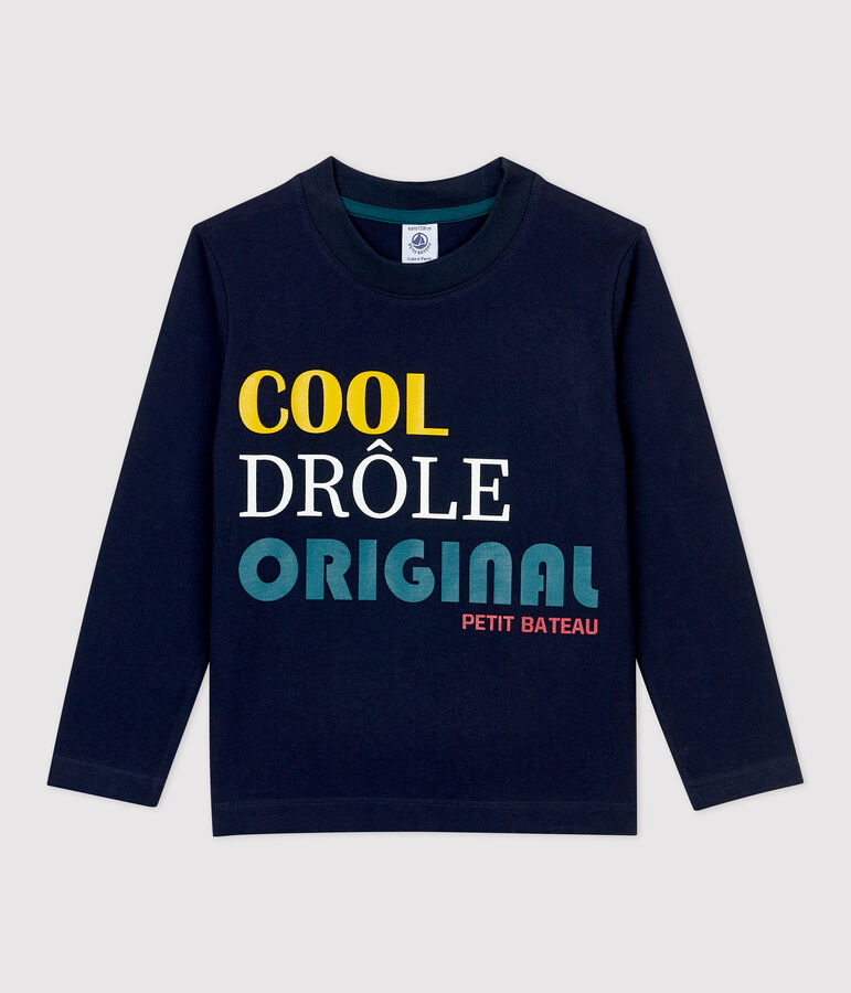 Boys' Long-Sleeved Cotton T-Shirt blue