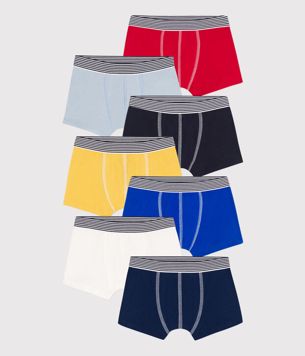 Boys' Plain Cotton Boxer Shorts - Pack of 7 multicolor
