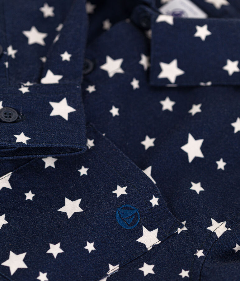 Little boys' flannel shirt blue/white