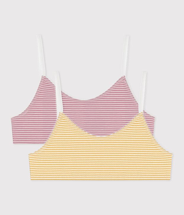 Pack of stripy cotton bra tops for children multicolor