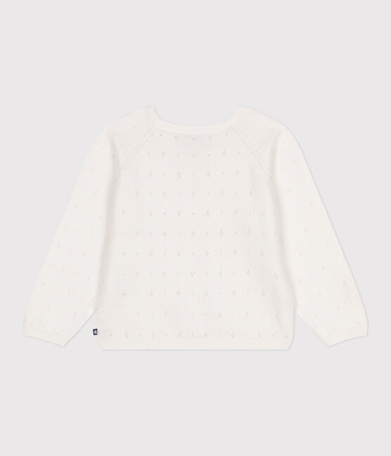 Children's cotton cardigan with a decorative stitch pattern MARSHMALLOW white