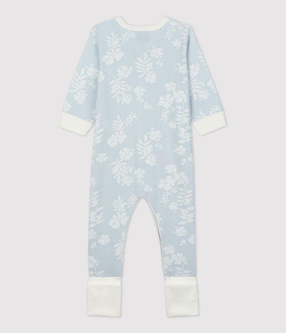 Babies' Hawaiian Themed Cotton Sleepsuit with Detachable Feet PLEINAIR /MARSHMALLOW