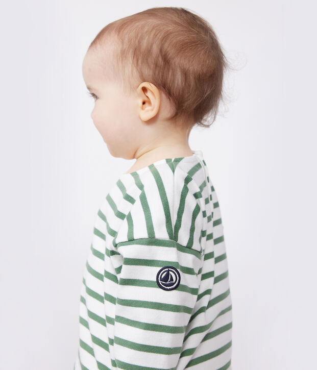 Baby sailor top in thick cotton green/green