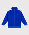 Children's zipped stand-up collar sweatshirt in plain cotton PERSE blue