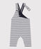 Babies' Thick Stripy Jersey Dungarees MARSHMALLOW white/SMOKING blue