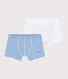Boys' Ribbed Blue Pinstriped Boxer Shorts - 2-Piece Set
