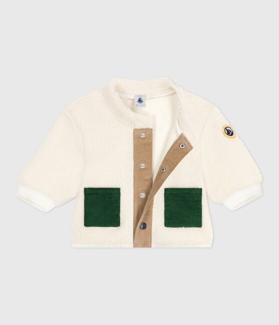 Babies' padded sherpa coat with a hood MILK /MULTICO
