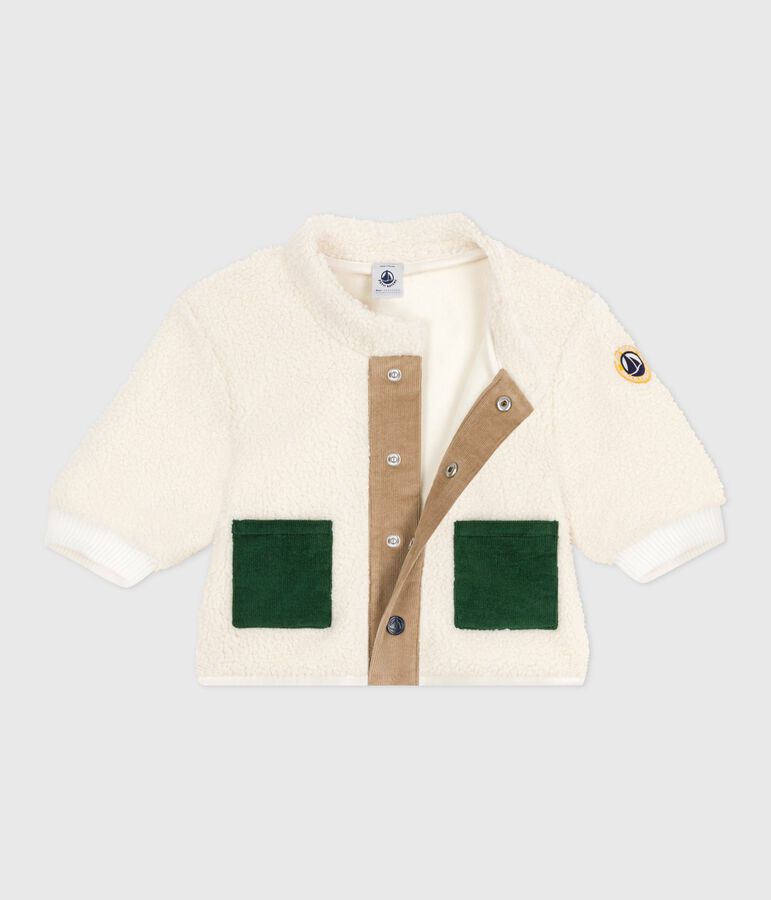 Babies' sherpa coat Ecru/multicolor
