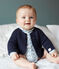Newborn Baby Boys' Long-Sleeved Ribbed Bodysuit MARSHMALLOW white/TOUDOU blue/MULTICO