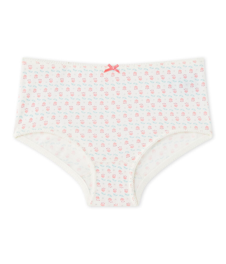 Girl's printed boxer in stretch jersey white/multicolor