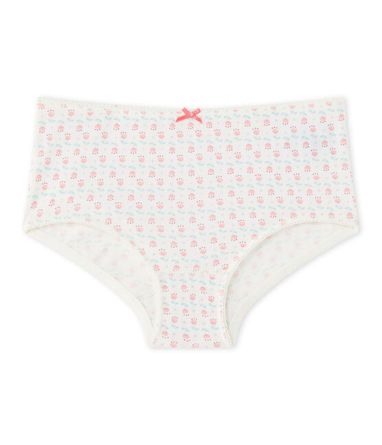 Girl's printed boxer in stretch jersey LAIT white/MULTICO white