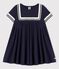 Girls' Short-Sleeved Organic Cotton Dress SMOKING blue