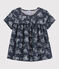 Girls' Short-Sleeved Tube Knit Blouse SMOKING blue/ECUME white