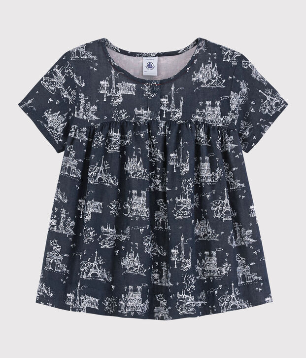 Girls' Short-Sleeved Tube Knit Blouse blue/white