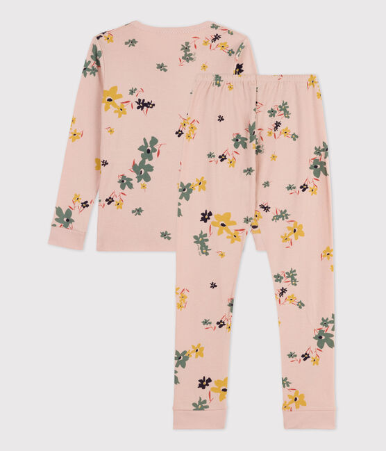 Girls' Floral Cotton Snugfit Pyjamas SALINE pink/MULTICO white