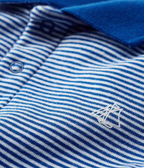 Baby Boys' Pinstriped Polo Shirt Bodysuit LIMOGES blue/MARSHMALLOW white