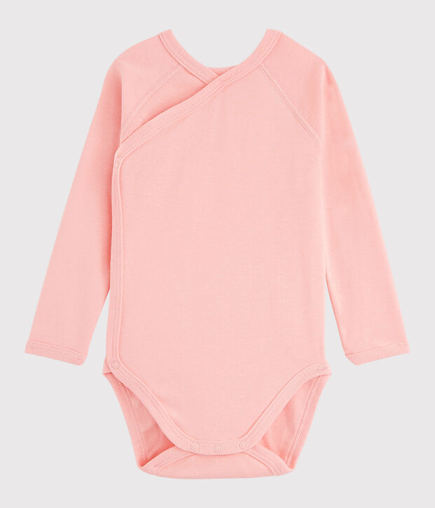 Baby Girls' Long-Sleeved Wrapover Bodysuit pink