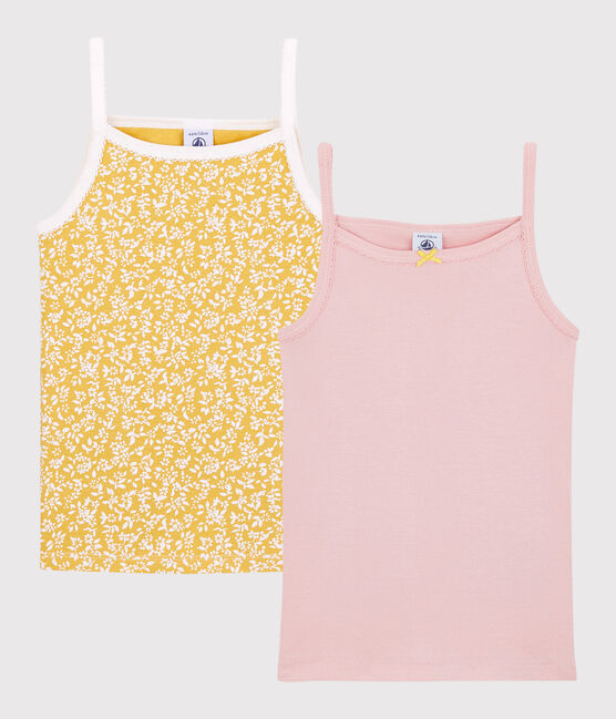 Girls' Floral Print Organic Cotton Vest Tops - 2-Pack variante 1