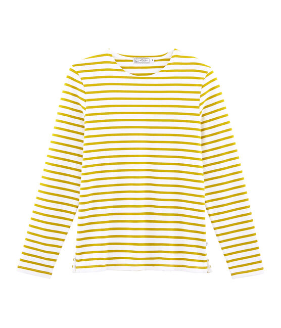Men's iconic stripy breton top MARSHMALLOW white/BAMBOO yellow