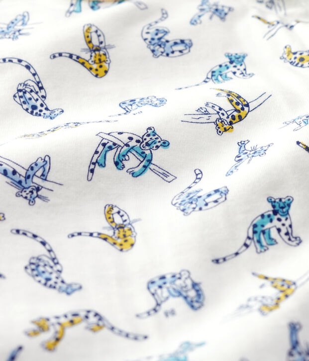 Babies' Panther Patterned Cotton Sleepsuit white/multicolor