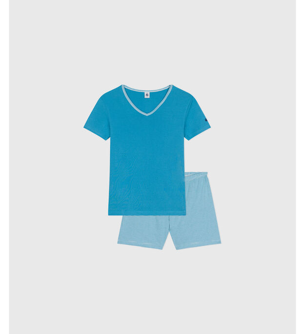 Pyjama short Femme en coton blue/multicolor