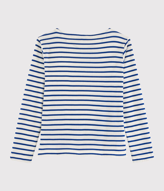 Women's lightweight "Heart" Breton dress. MARSHMALLOW white/SURF blue