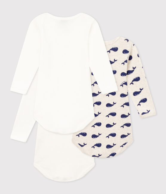 Babies' Long-Sleeved Cotton Whale Themed Bodysuits - 3-Pack variante 1