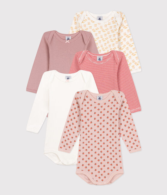 Babies' Floral Long-Sleeved Cotton Bodysuits - 5-Pack variante 1