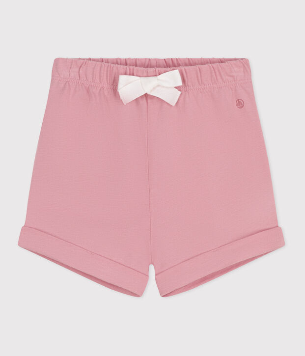 Babies' plain cotton shorts pink