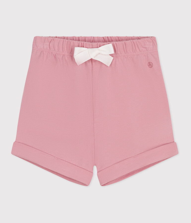 Babies' plain cotton shorts pink