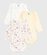 Pack of babies' long-sleeved floral-print cotton bodies