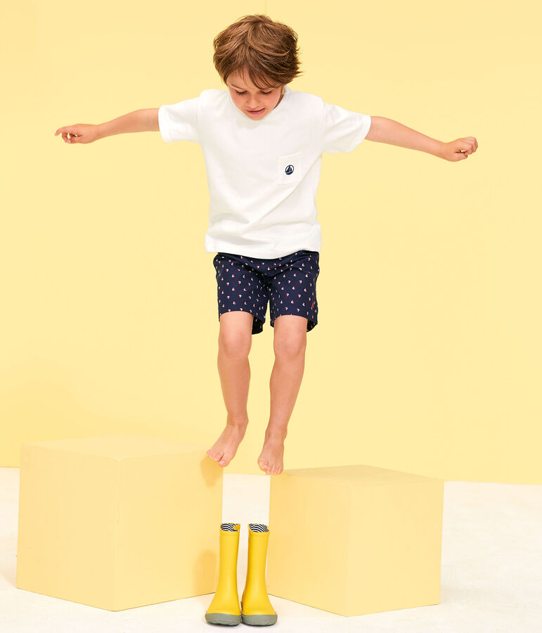 Boys' Print Beach Shorts SUBMARINE blue/MULTICO white