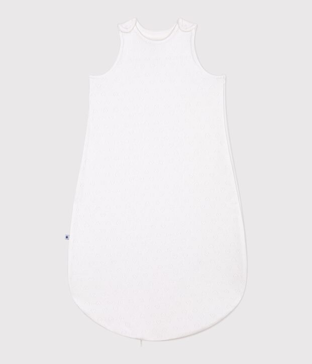 Baby sleeping bag in openwork cotton with hearts 0.5 TOG white