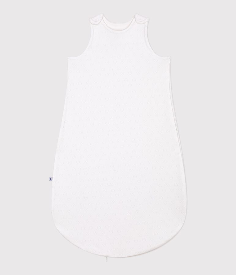 Baby sleeping bag in openwork cotton with hearts 0.5 TOG white
