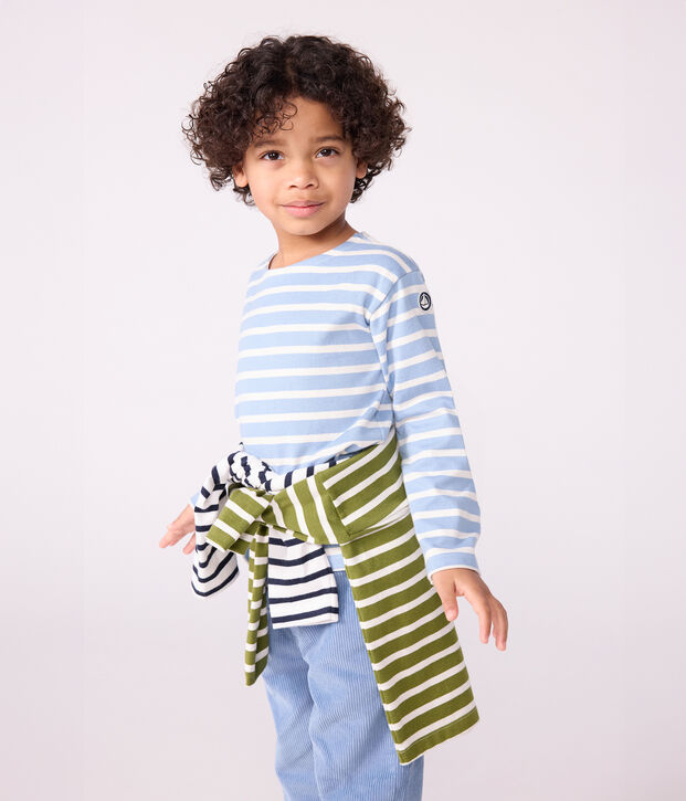 Children's cotton Breton top blue/ecru