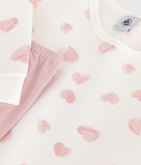 Children's heart print brushed fleece nightdress and leggings JOLI pink/MULTICO white