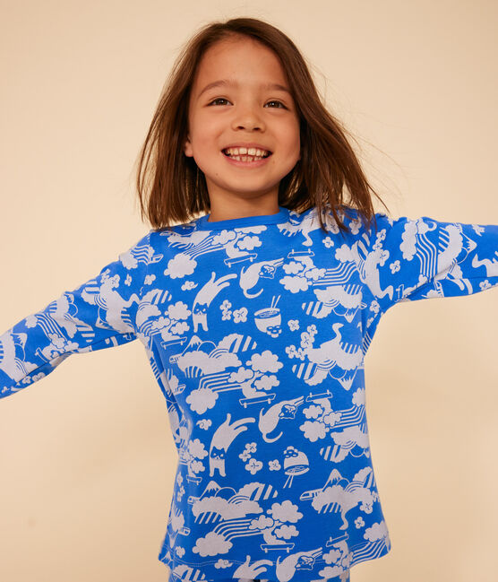 Children's Printed Cotton Pyjamas FUJI /MARSHMALLOW